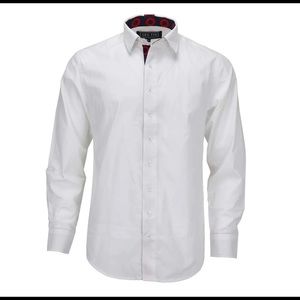 2 NWT Section 119 Chambray Donut Long Sleeve Shirt in white and blue. Size XL